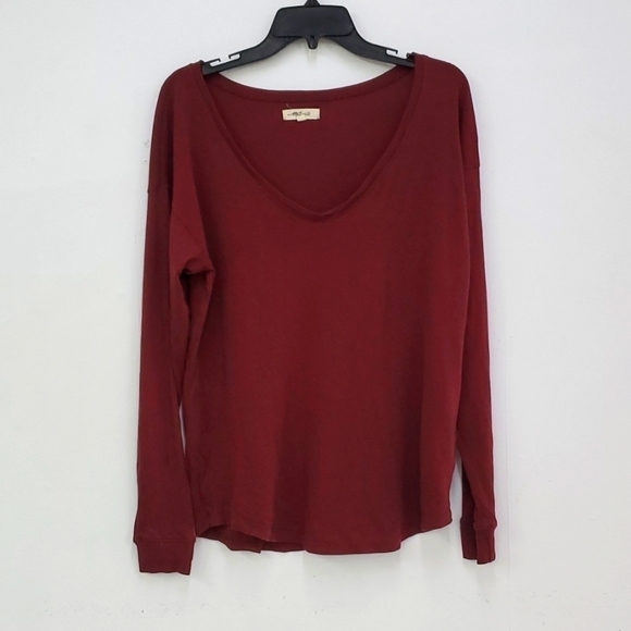 NEW Madewell Softfade Cotton V-Neck Relaxed T-Shirt Dusty Burgundy, Size X-Small - Picture 6 of 6